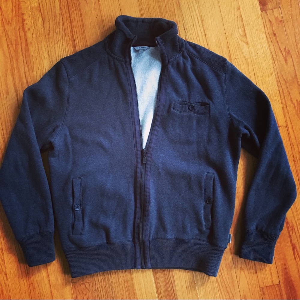 Ted Baker Charcoal Fleece Warm Full Zip Sweatshirt